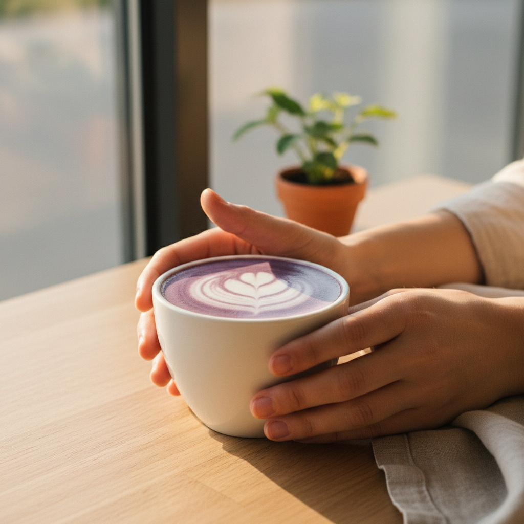 Ube Latte with Human Element